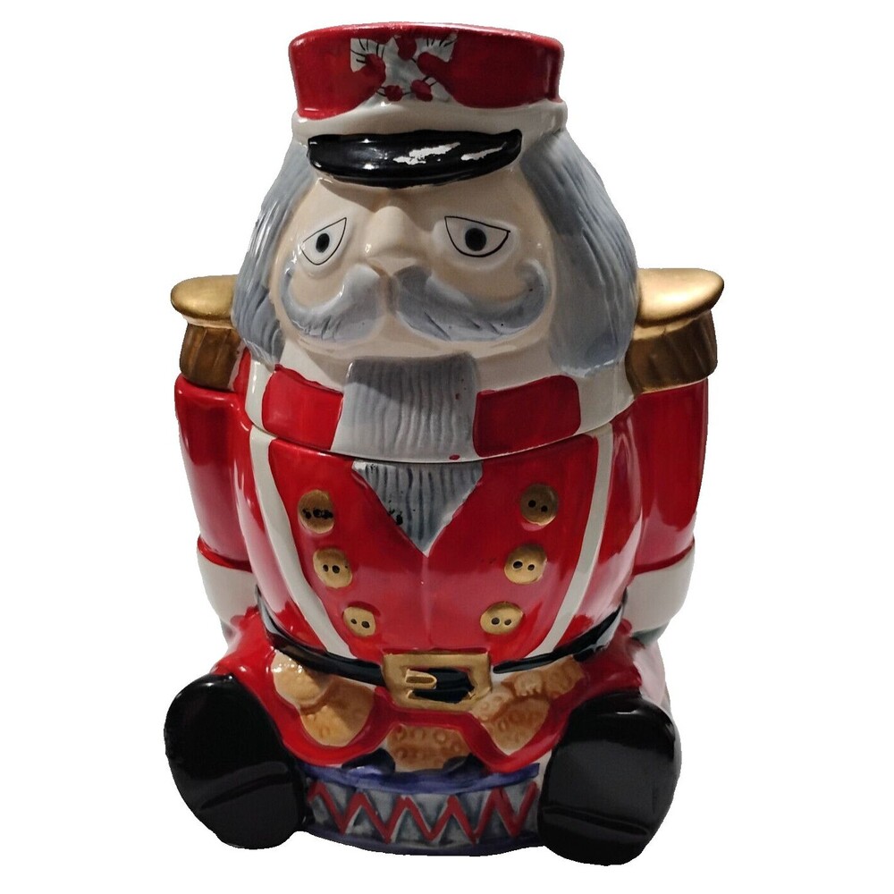 Vintage Gibson Housewares Nutcracker Christmas Cookie Jar Holiday 10"